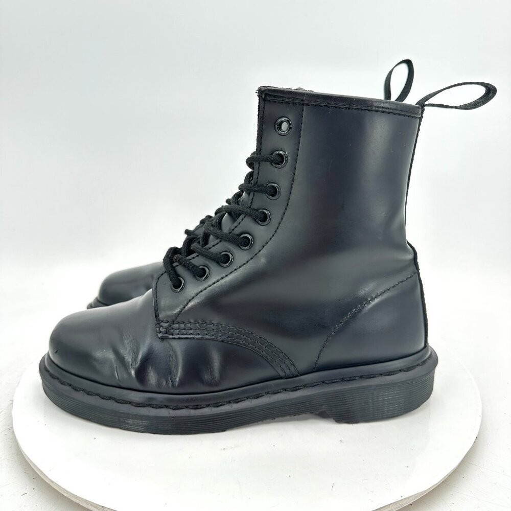Dr. Martens 1460 Mono Men Size 6 Women 7 Black Leather 8 Hole Lace Up Combat Boo